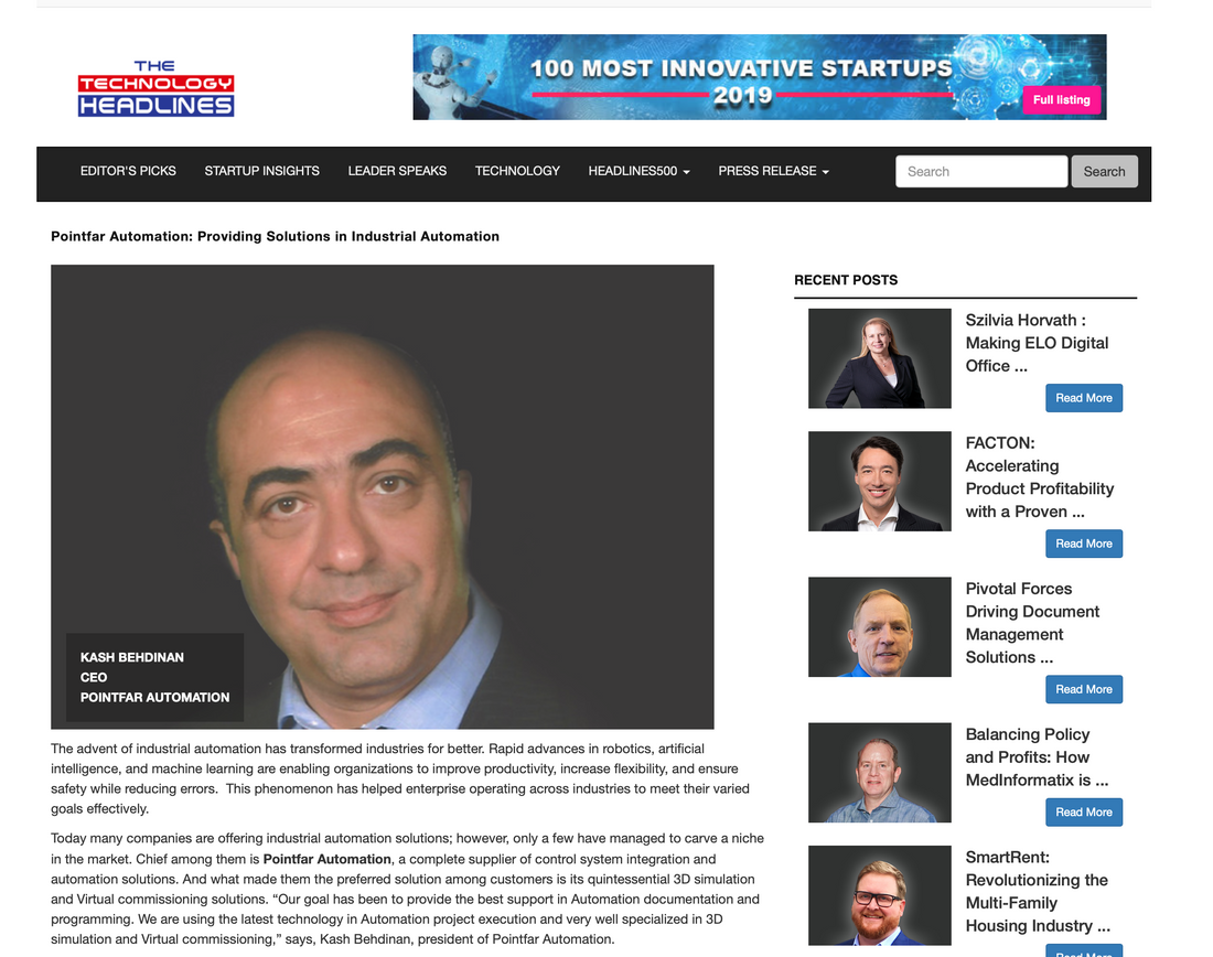 Pointfar Automation is recognized by Technology Headline