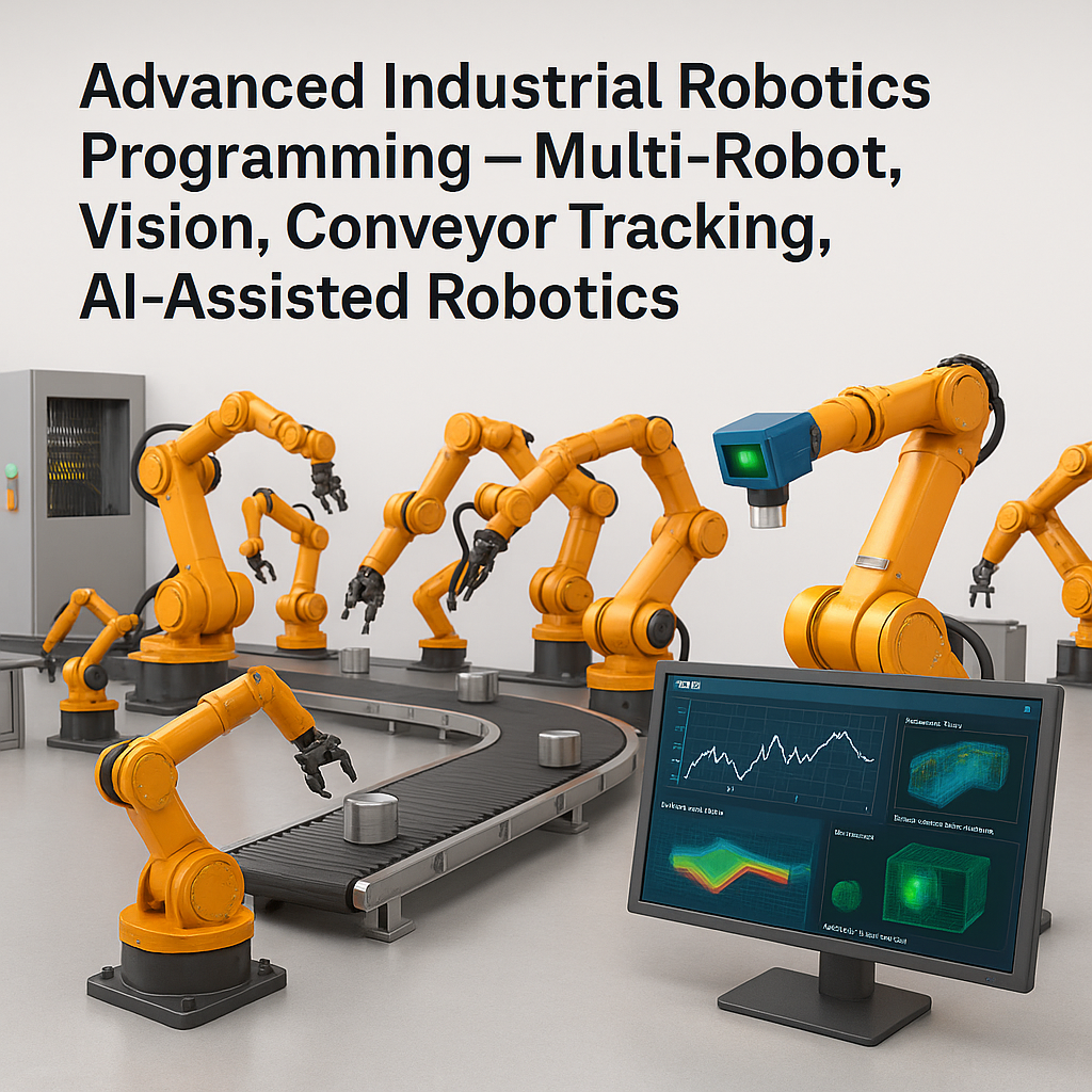 Advanced Industrial Robotics Programming – Multi-Robot, Vision, Conveyor Tracking, AI-Assisted Robotics